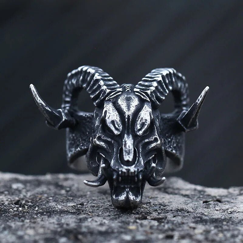 Antrum Devil Horned Ring - Chrome Cult