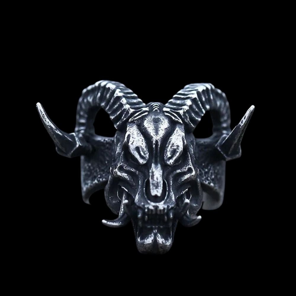 Antrum Devil Horned Ring - Chrome Cult