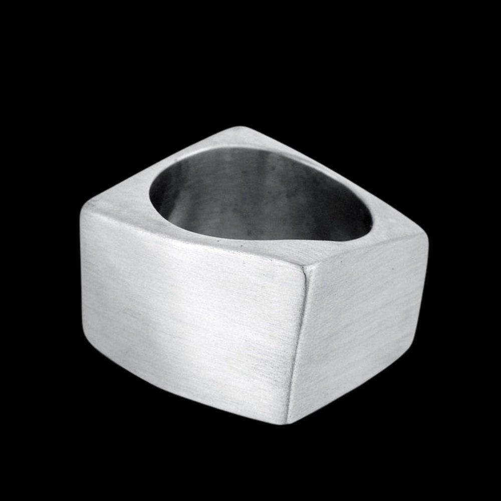 Asymmetrical Block Ring - Chrome Cult