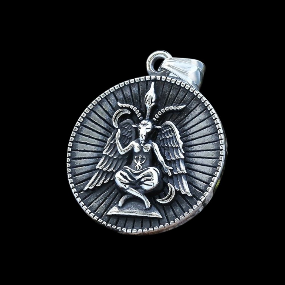 Baphomet Goat Leviathan Cross Pendant - Chrome Cult