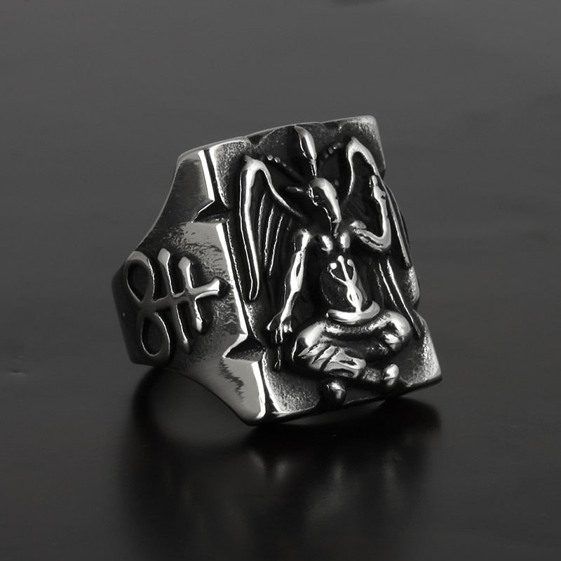 Baphomet Goat Leviathan Cross Ring