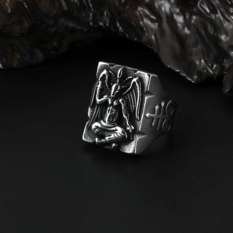 Baphomet Goat Leviathan Cross Ring