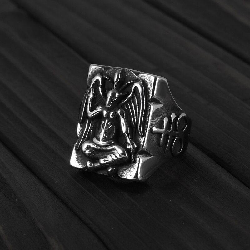 Baphomet Goat Leviathan Cross Ring