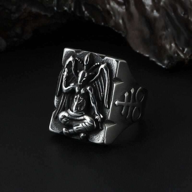 Baphomet Goat Leviathan Cross Ring