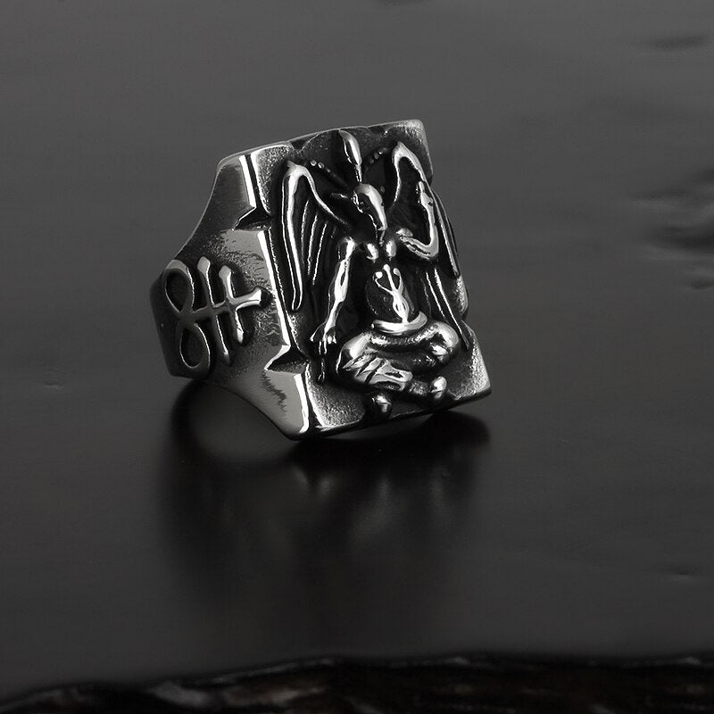 Baphomet Goat Leviathan Cross Ring