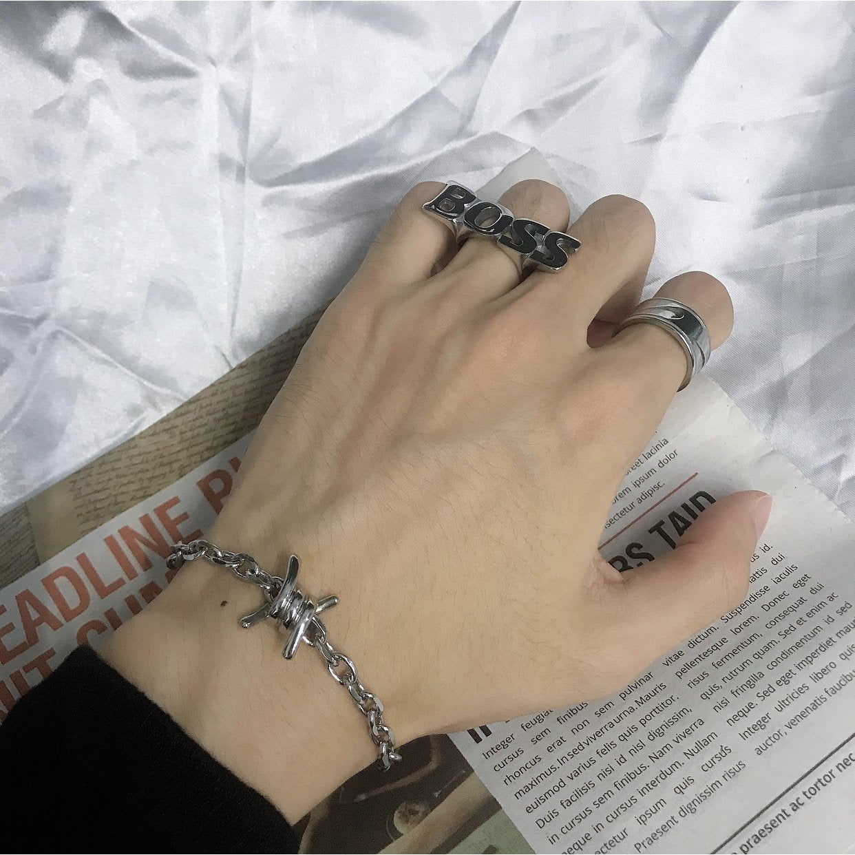 Barbed Wire Cable Bracelet - Chrome Cult