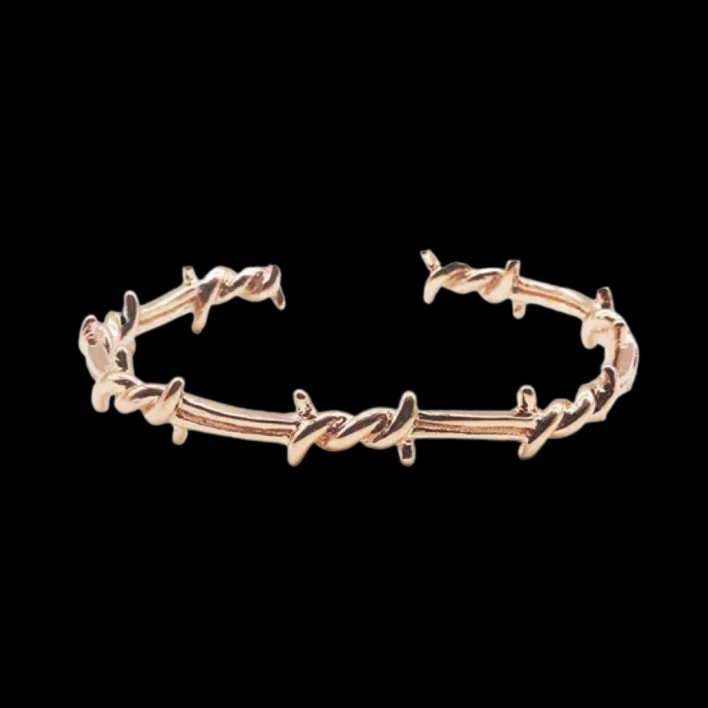 Barbed Wire Open Cuff Bracelet - Chrome Cult
