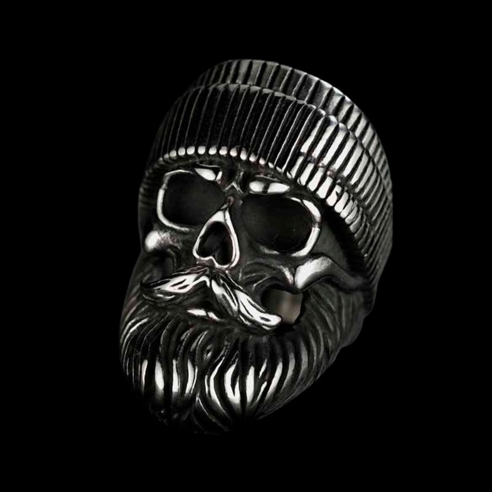 Bearded Skull Ring - Chrome Cult