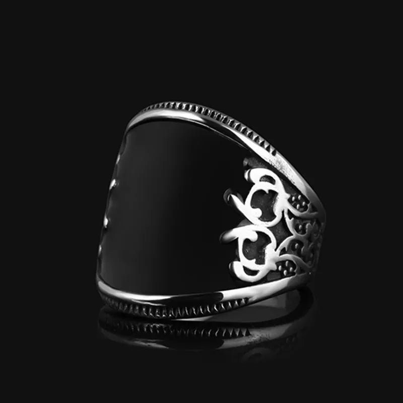 Black Canvas Turkish Vintage Ring - Chrome Cult