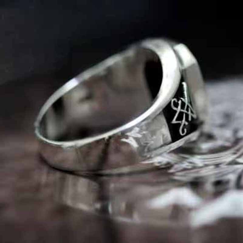 Black Gemstone Sigil Of Lucifer Ring