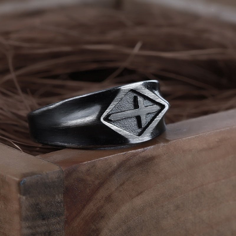 Black Sideway Cross Ring