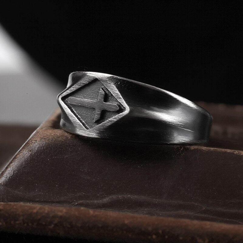 Black Sideway Cross Ring