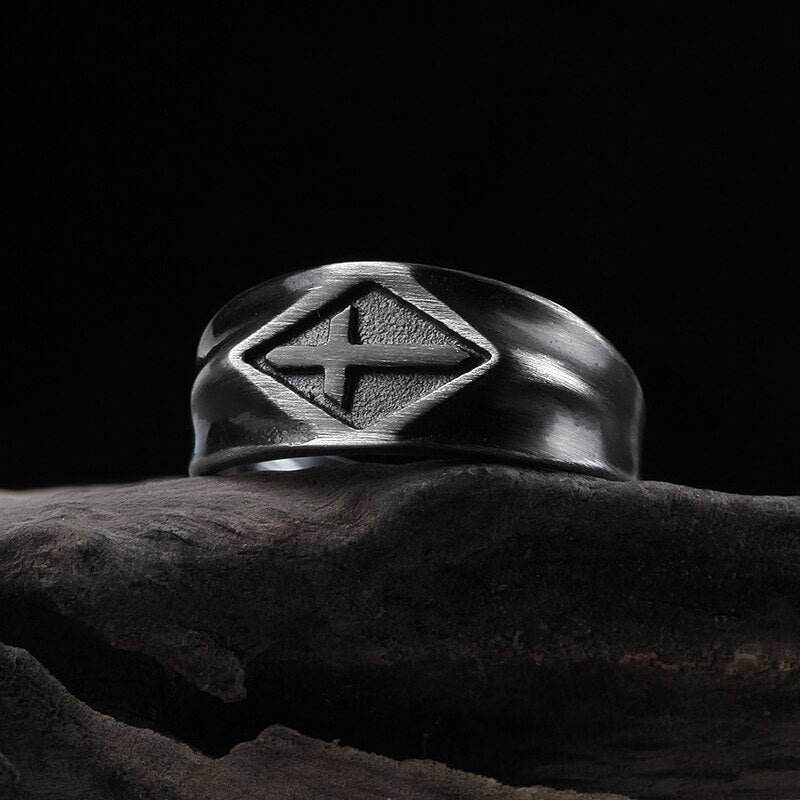 Black Sideway Cross Ring