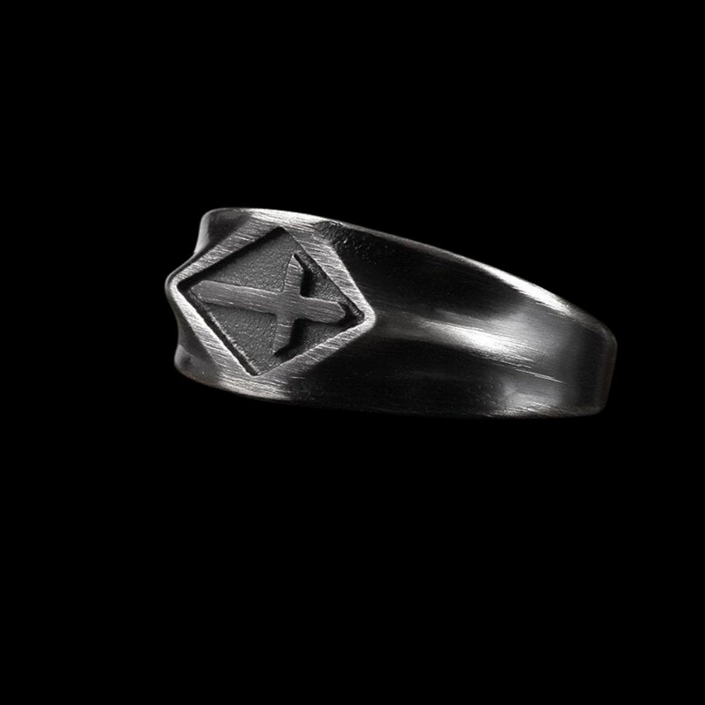 Black Sideway Cross Ring - Chrome Cult