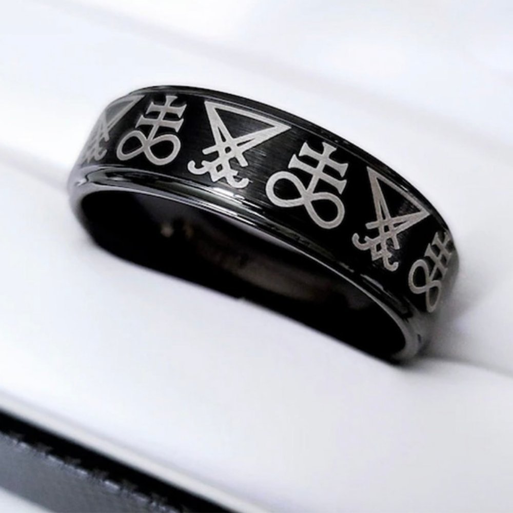 Black Sigil of Lucifer Spinner Ring