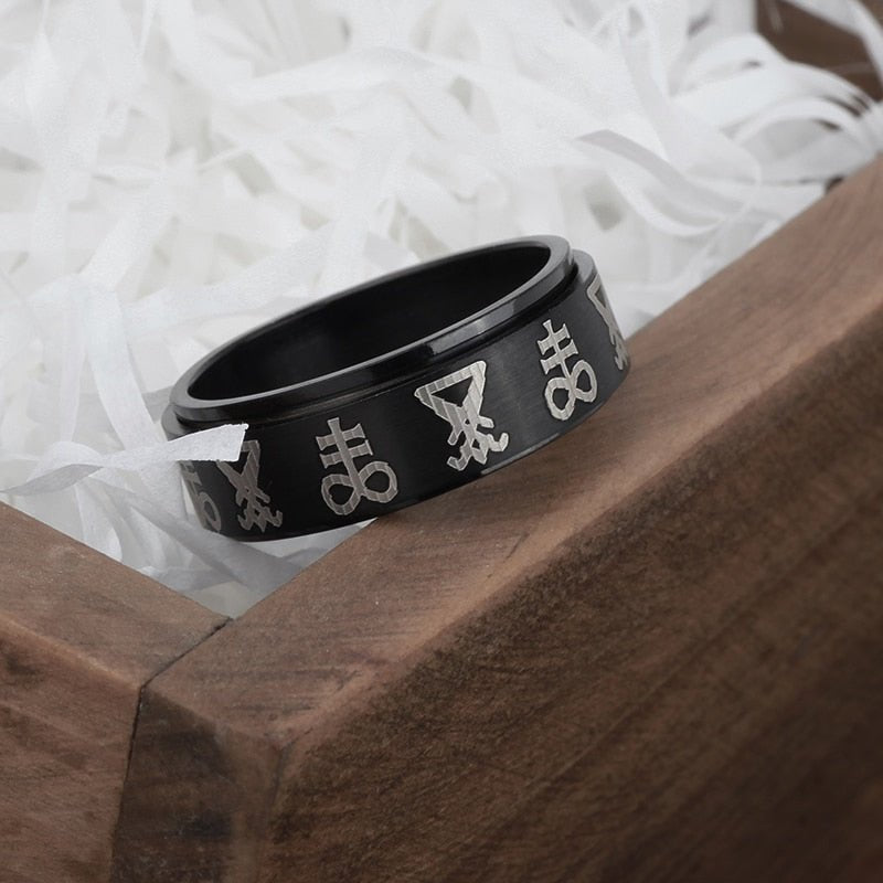 Black Sigil of Lucifer Spinner Ring