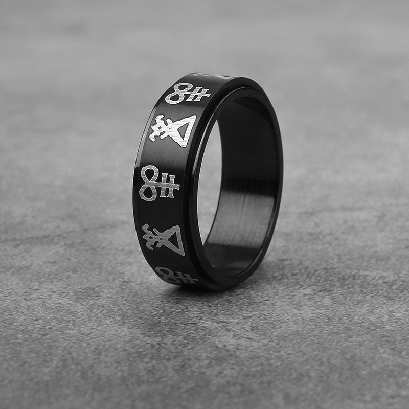 Black Sigil of Lucifer Spinner Ring