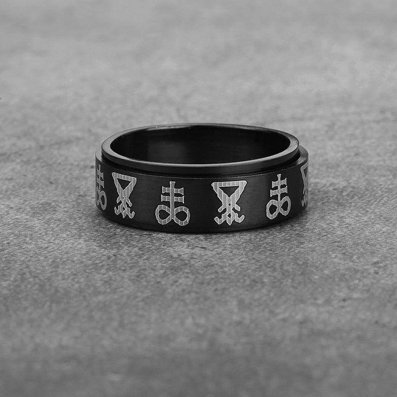 Black Sigil of Lucifer Spinner Ring