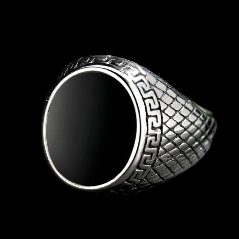 Black Stone Snakeskin Ring - Chrome Cult