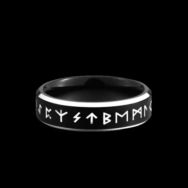 Black Viking Runes Ring - Chrome Cult