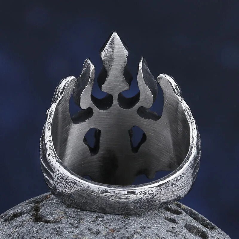 Blazing Skull Of Hell Ring - Chrome Cult