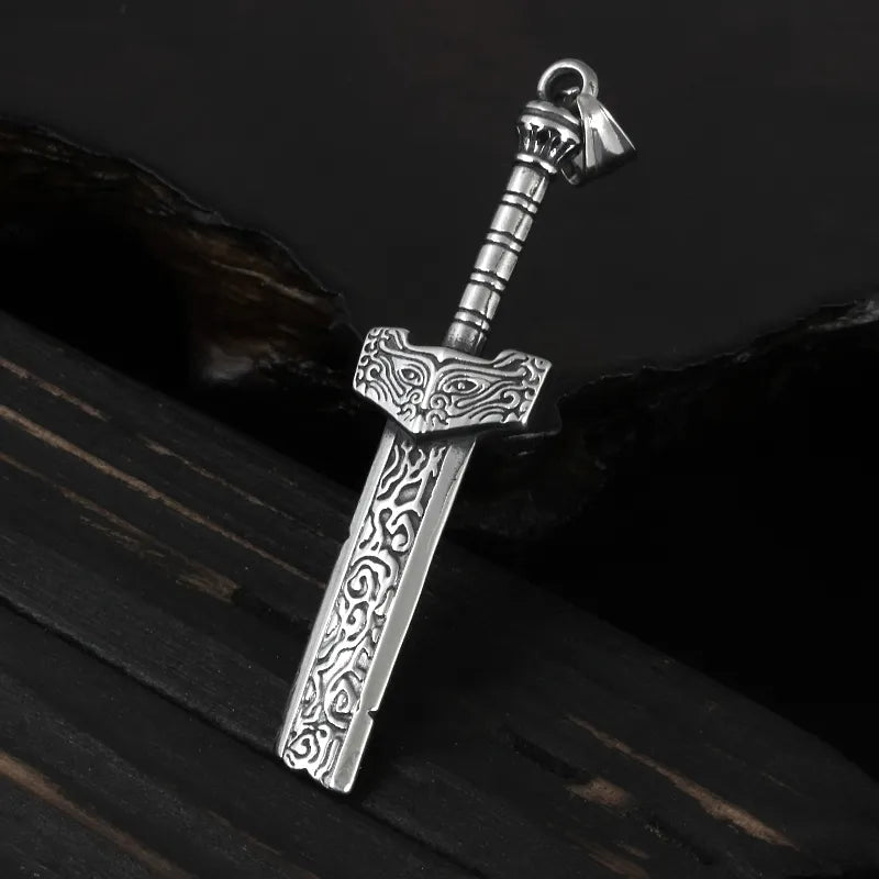 Broken Engraved Sword Pendant - Chrome Cult
