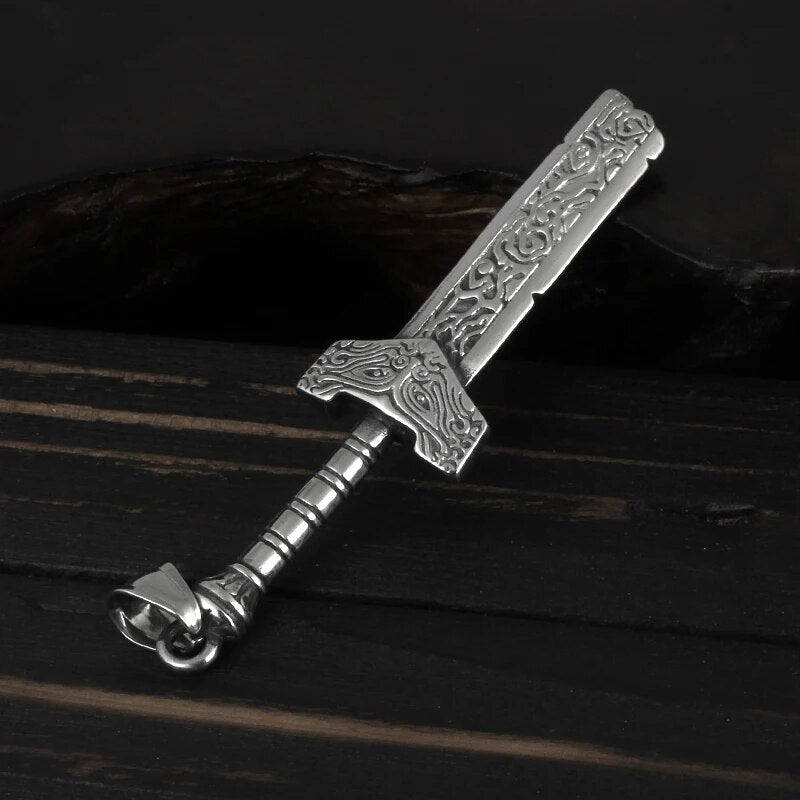 Broken Engraved Sword Pendant - Chrome Cult