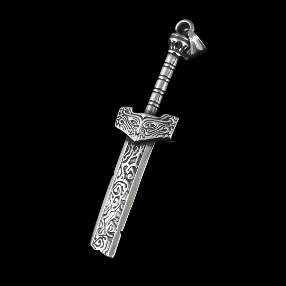 Broken Engraved Sword Pendant - Chrome Cult