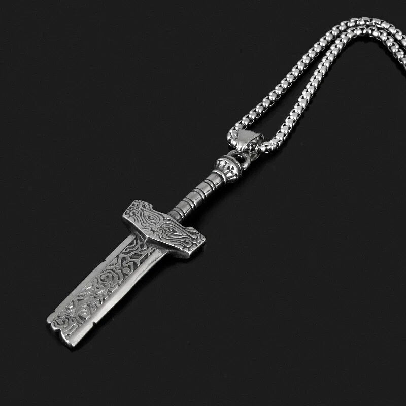 Broken Engraved Sword Pendant - Chrome Cult