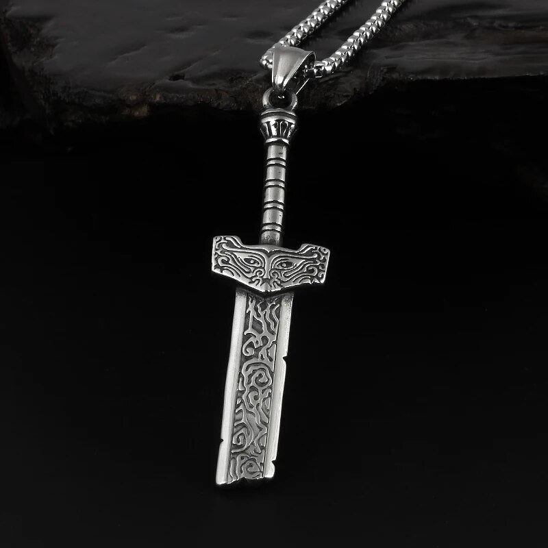 Broken Engraved Sword Pendant - Chrome Cult