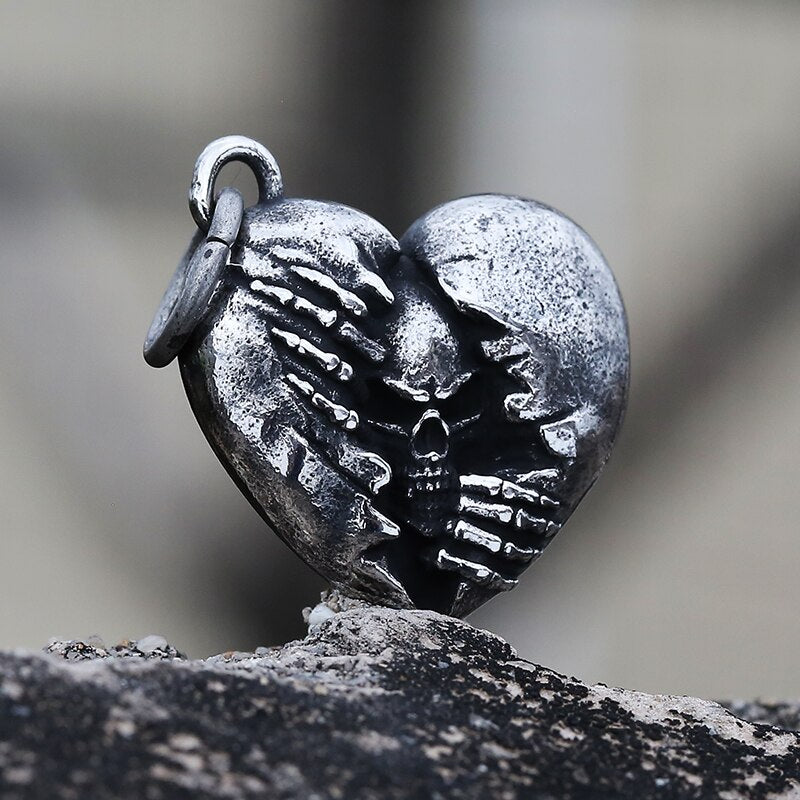 Broken Heart Skull Pendant