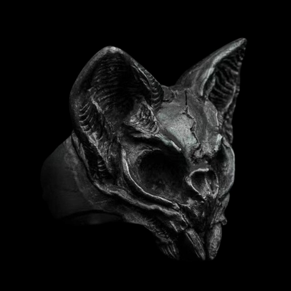 Calvarium Cat Skull Ring - Chrome Cult
