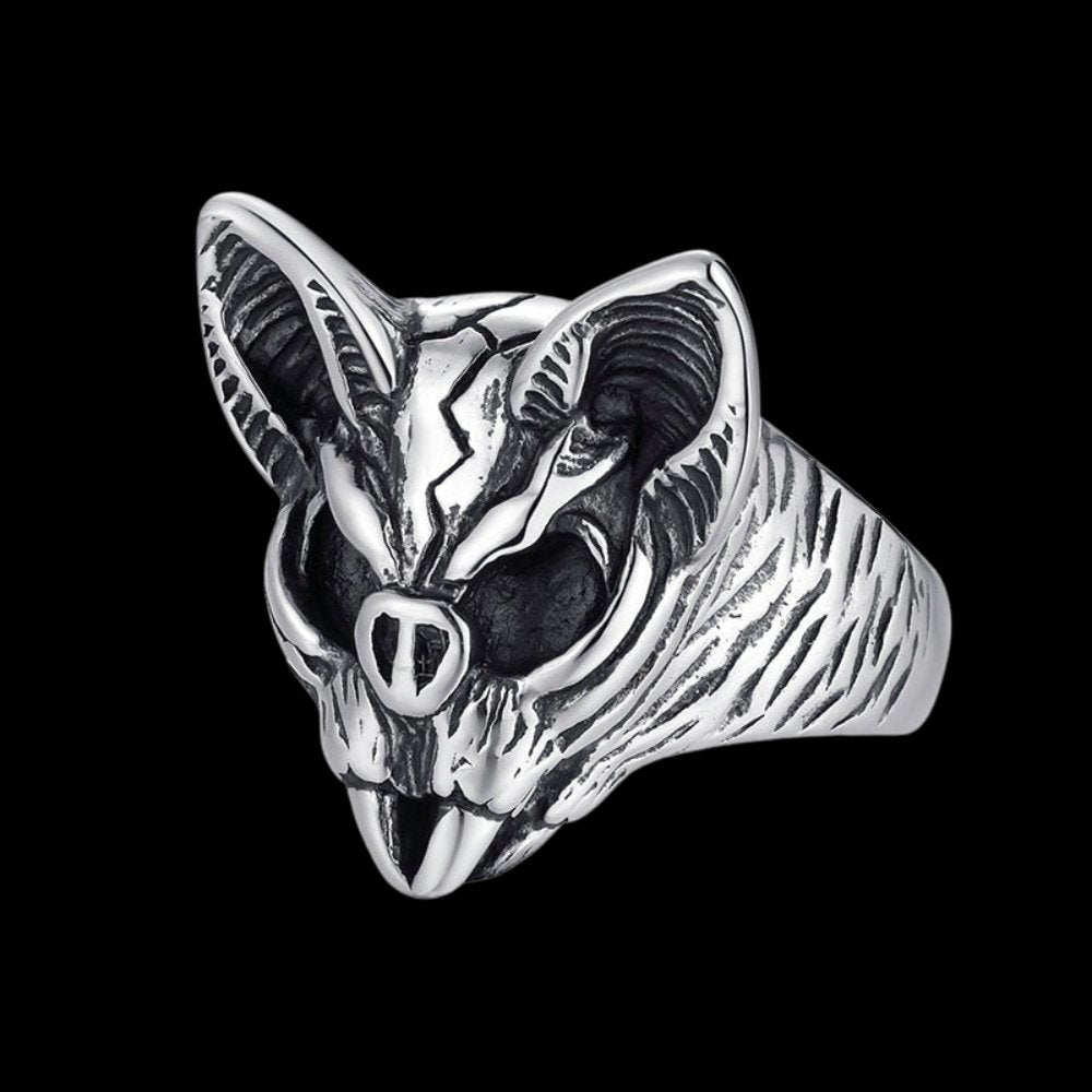 Calvarium Cat Skull Ring - Chrome Cult