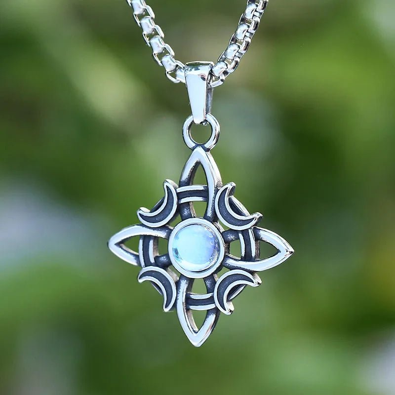 Celtic Crescent Moon Pendant - Chrome Cult