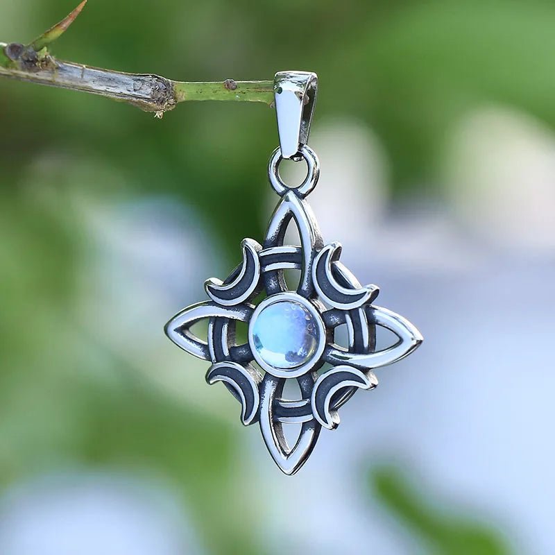 Celtic Crescent Moon Pendant - Chrome Cult