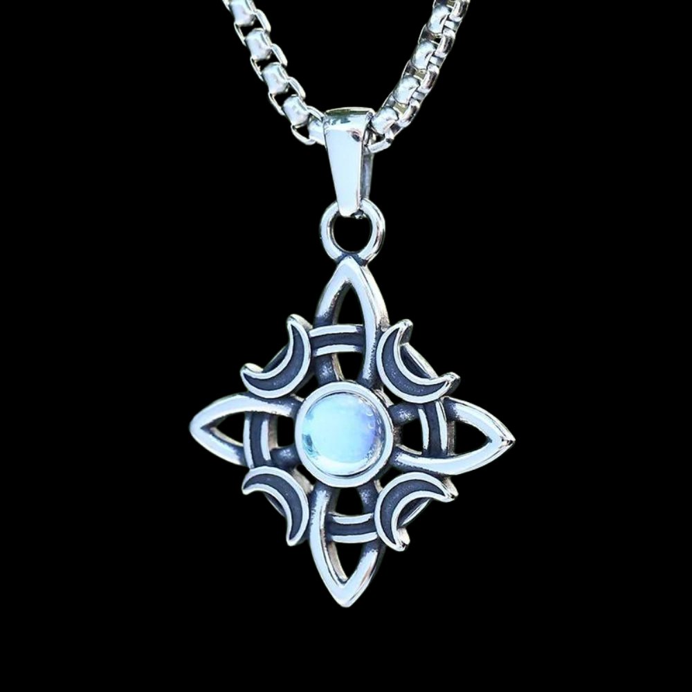 Celtic Crescent Moon Pendant - Chrome Cult