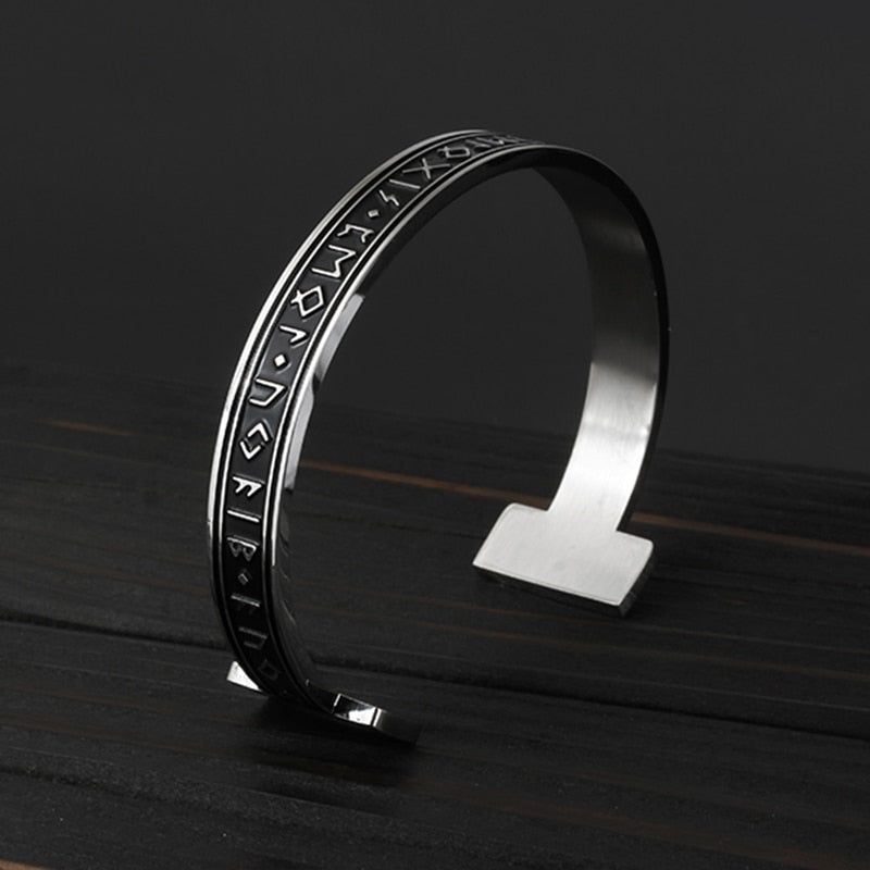 Celtic Knot Runes Viking Cuff Bracelet - Chrome Cult