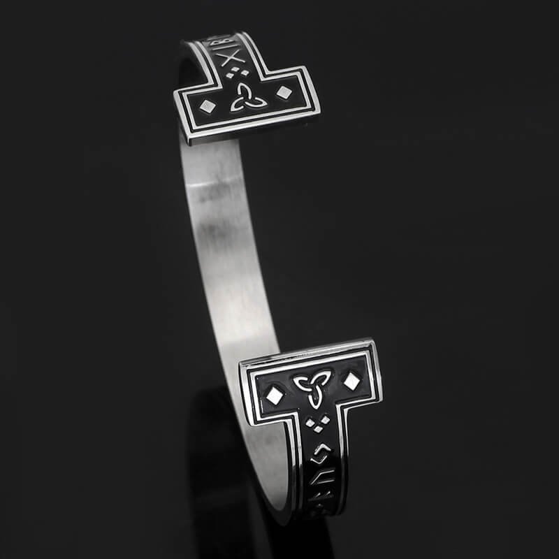 Celtic Knot Runes Viking Cuff Bracelet - Chrome Cult