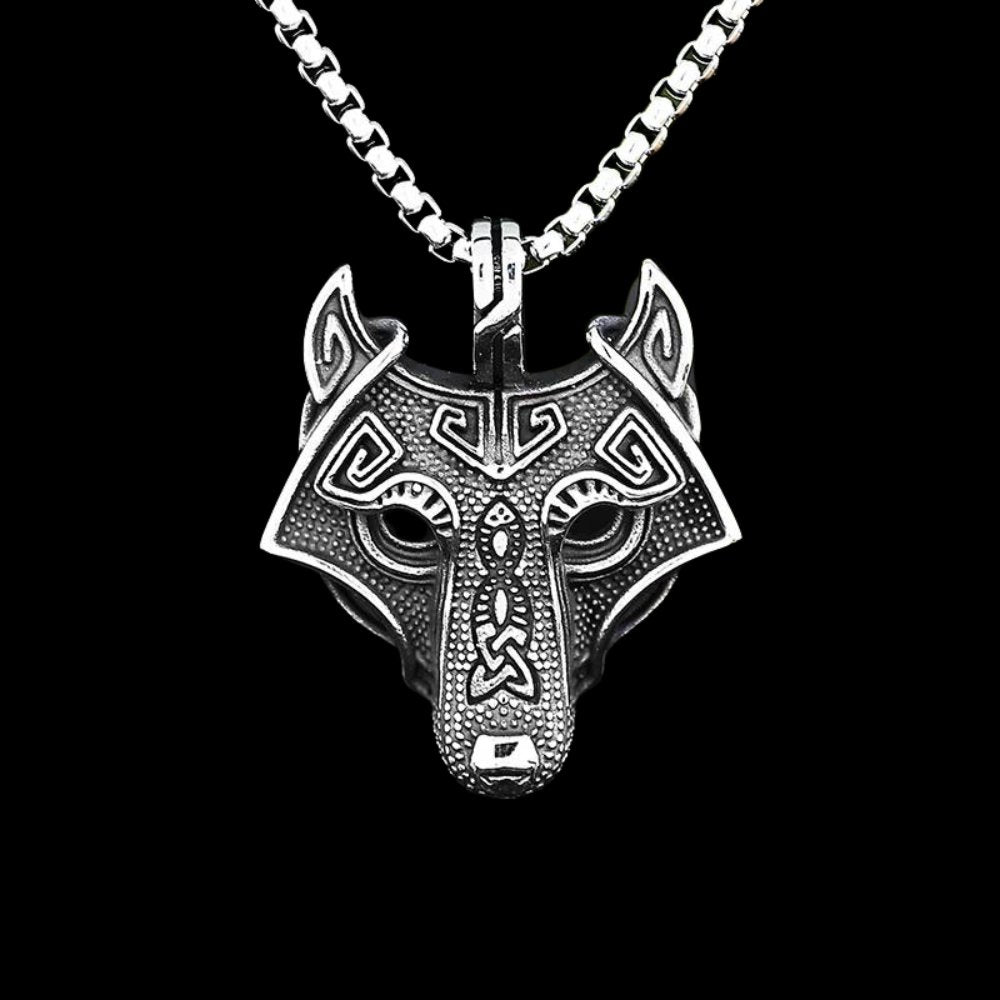 Celtic Knot Wolf Head Pendant - Chrome Cult