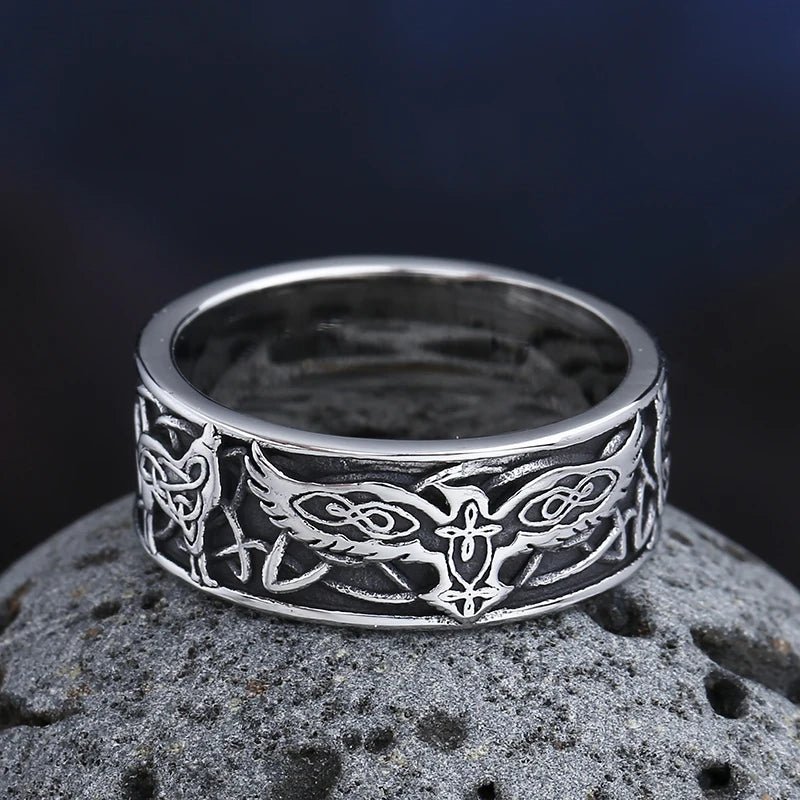 Center Cross Eagle Ring - Chrome Cult