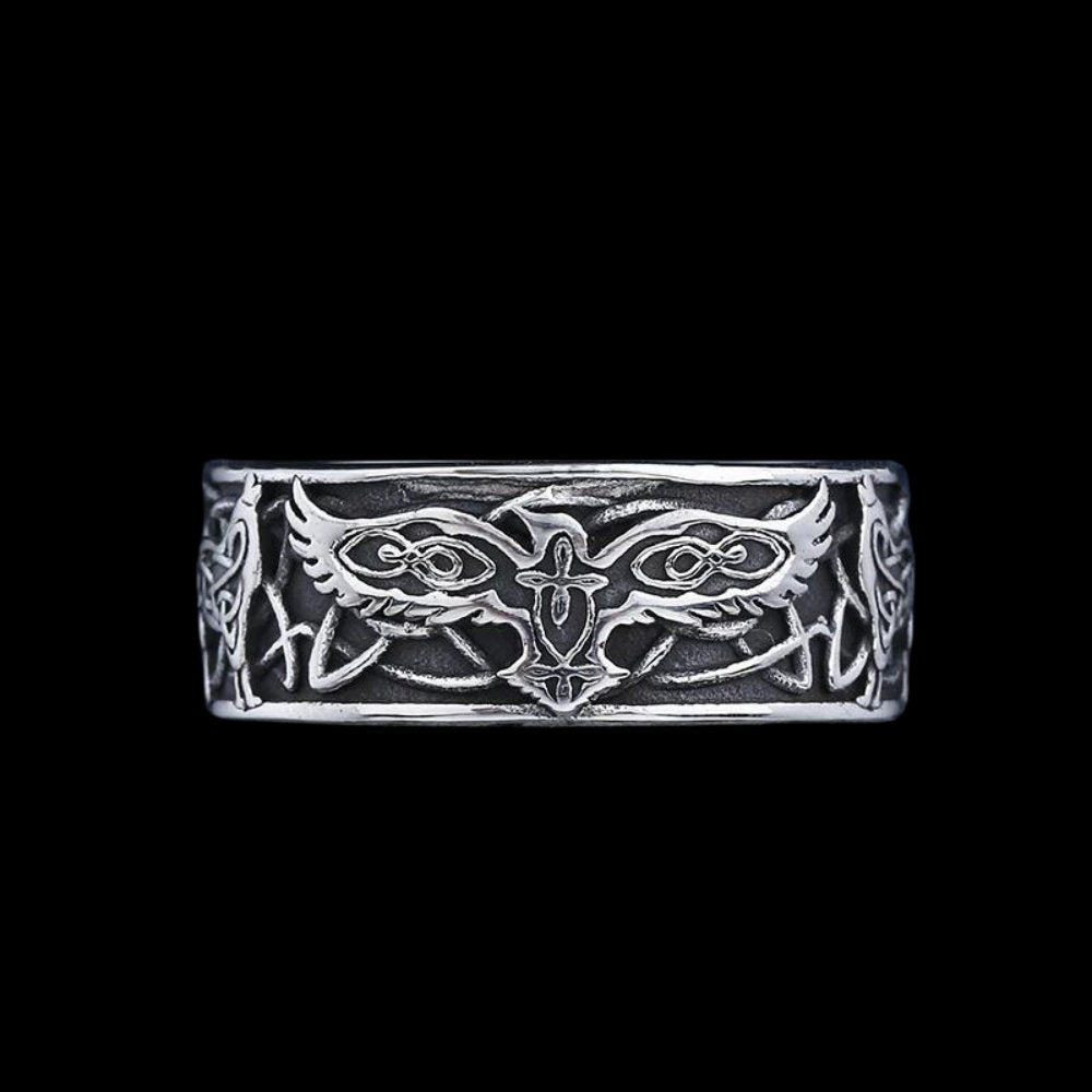 Center Cross Eagle Ring - Chrome Cult