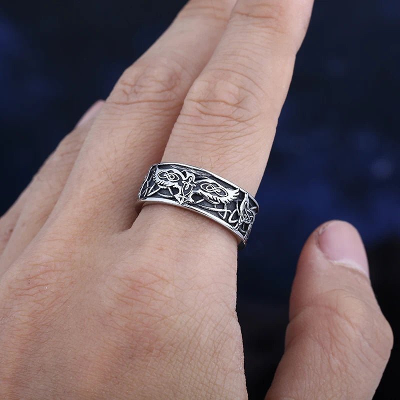 Center Cross Eagle Ring - Chrome Cult