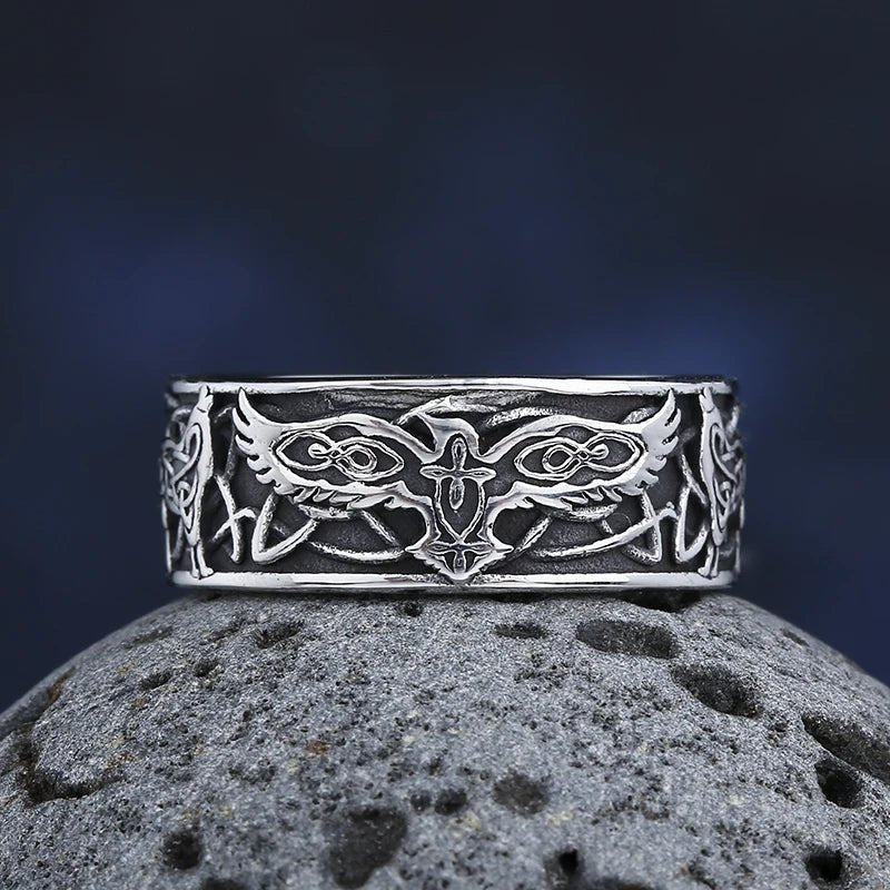 Center Cross Eagle Ring - Chrome Cult