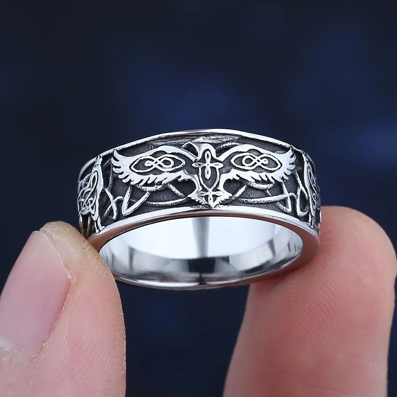 Center Cross Eagle Ring - Chrome Cult