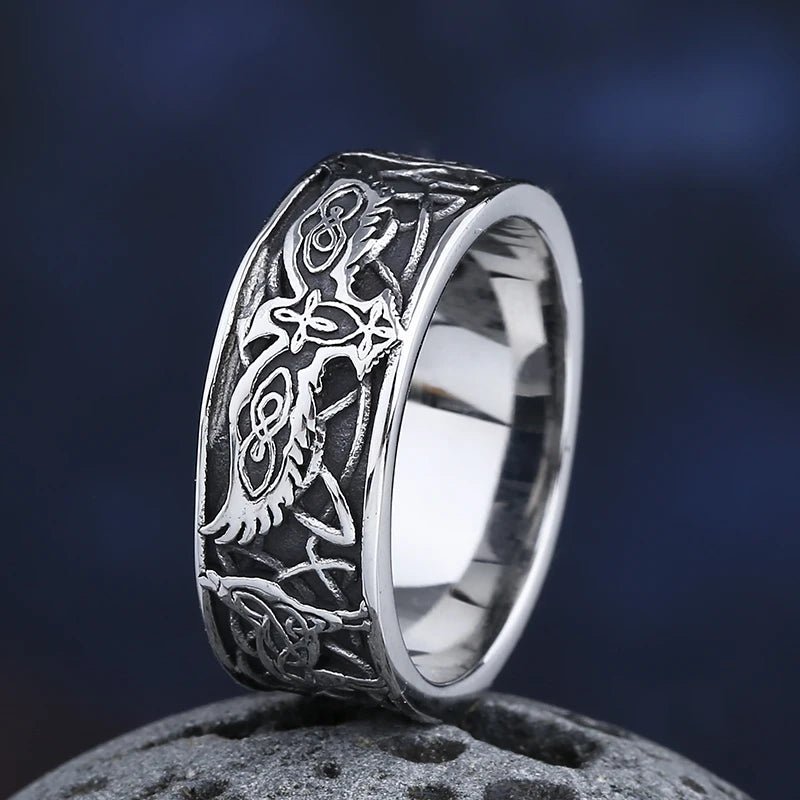 Center Cross Eagle Ring - Chrome Cult