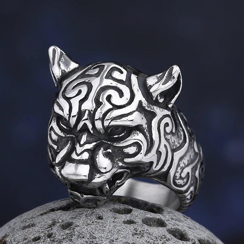 Cheetah Head Ring - Chrome Cult