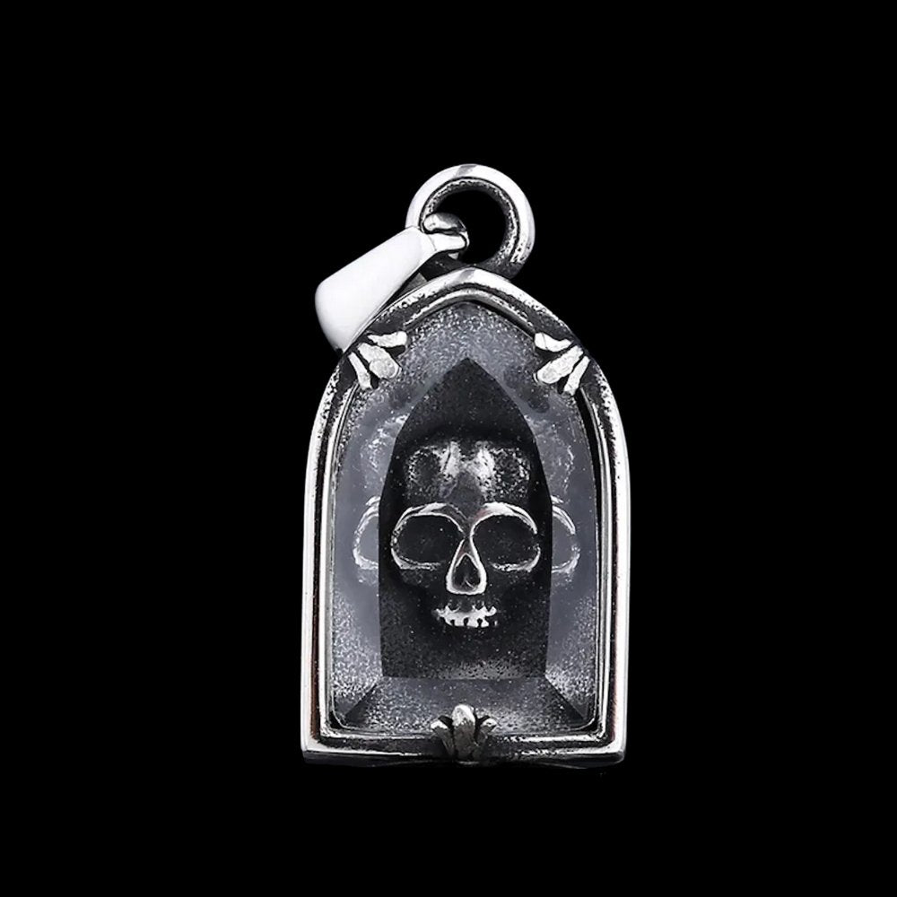 Clear Casket Skull Pendant - Chrome Cult