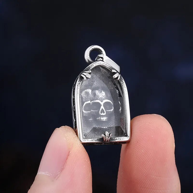 Clear Casket Skull Pendant - Chrome Cult