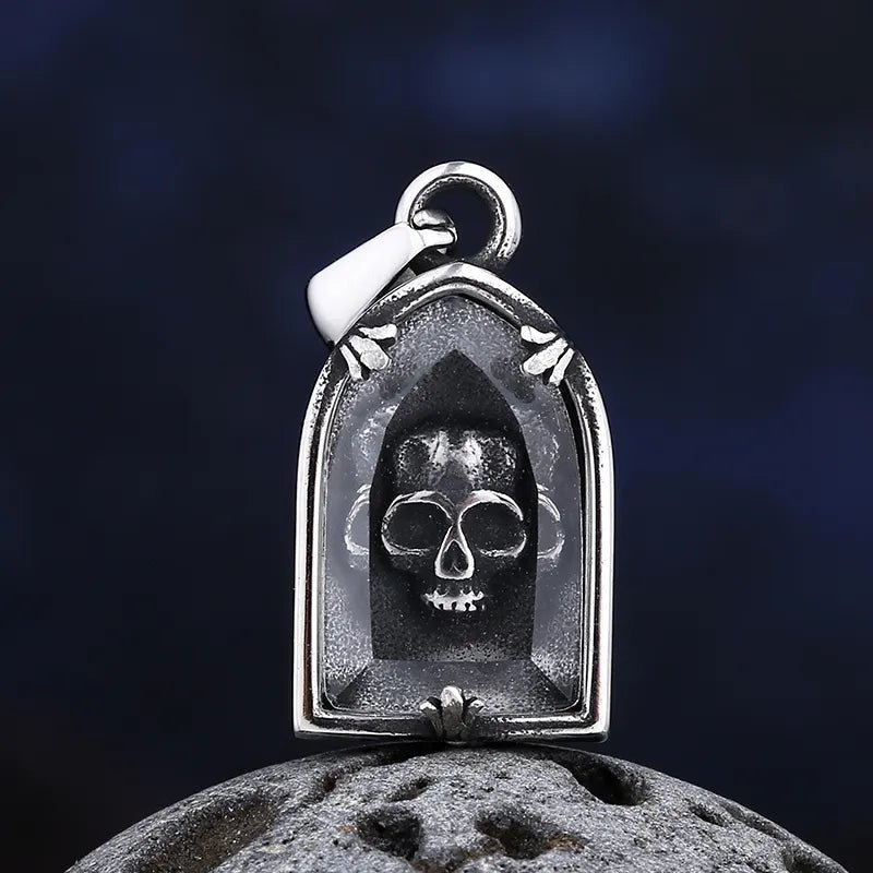 Clear Casket Skull Pendant - Chrome Cult