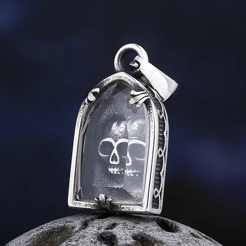Clear Casket Skull Pendant - Chrome Cult